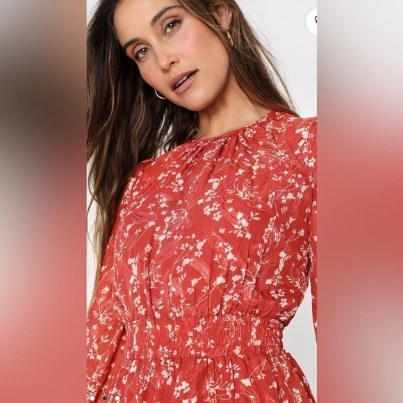 Lulus Floral Print Smocked Mini Dress size M - Picture 4 of 10